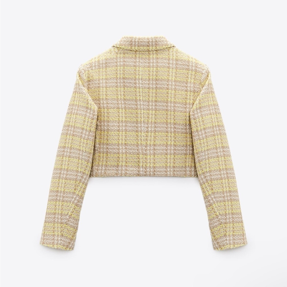 Zara Bloggers Fav‎ Luxury Cropped Textured Lapel Collar Long Sleeves Size M - Picture 4 of 15